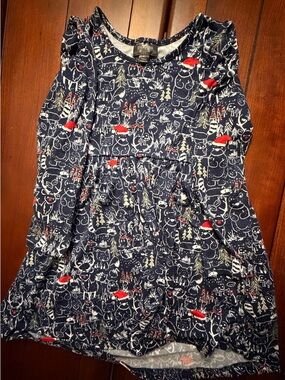 Pippa & Julie Navy Forest Print Long-Sleeve Kids Dress